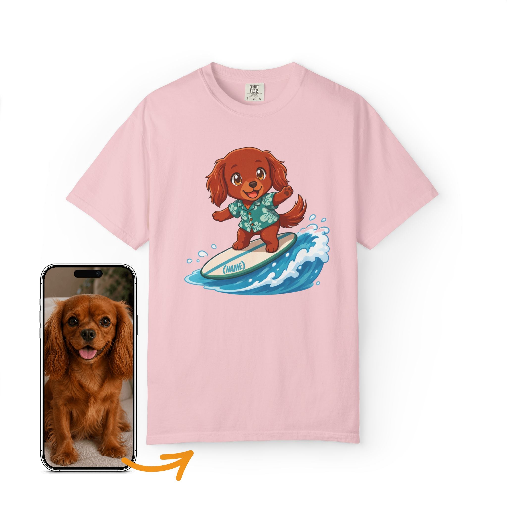 Custom Dog Shirt Surfing