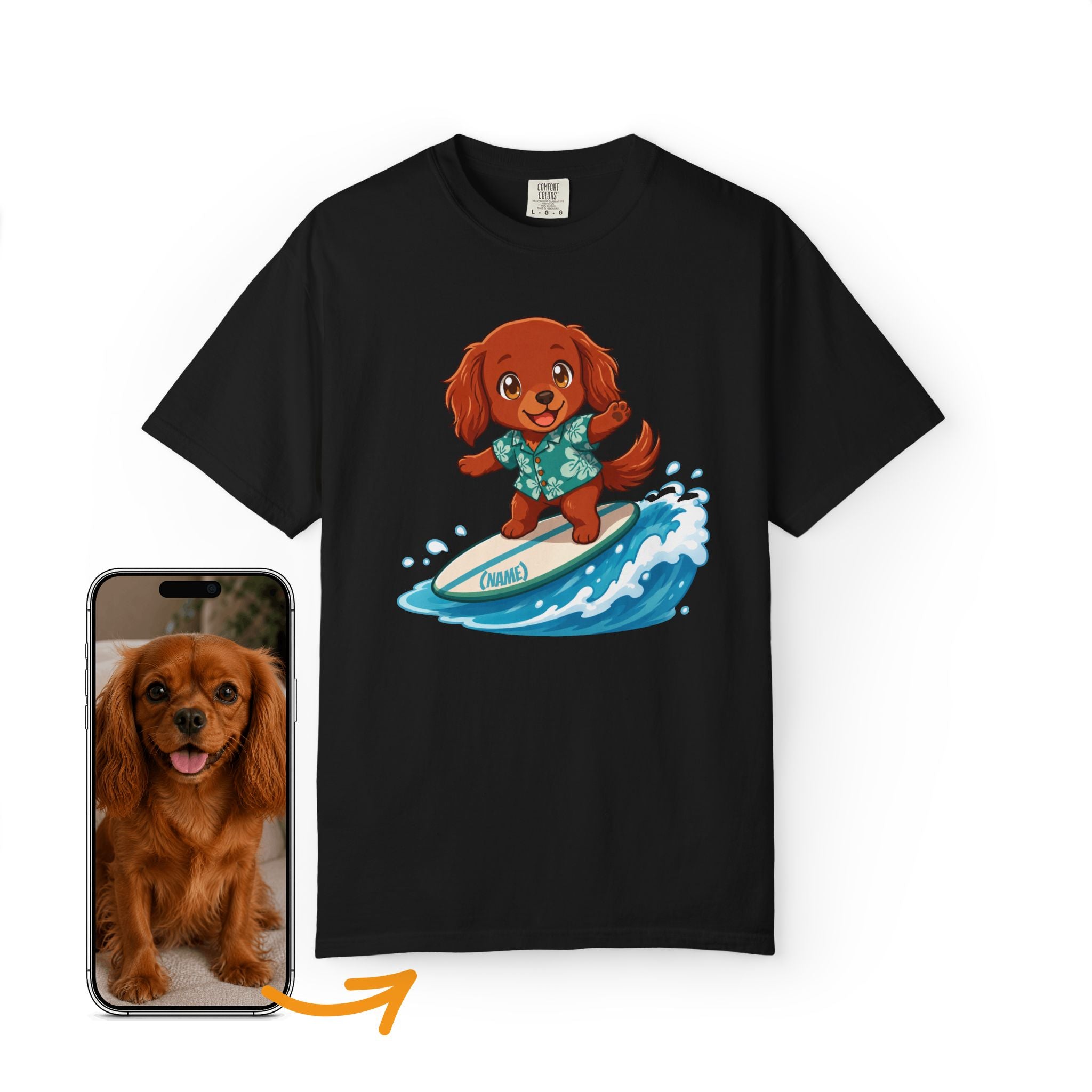 Custom Dog Shirt Surfing