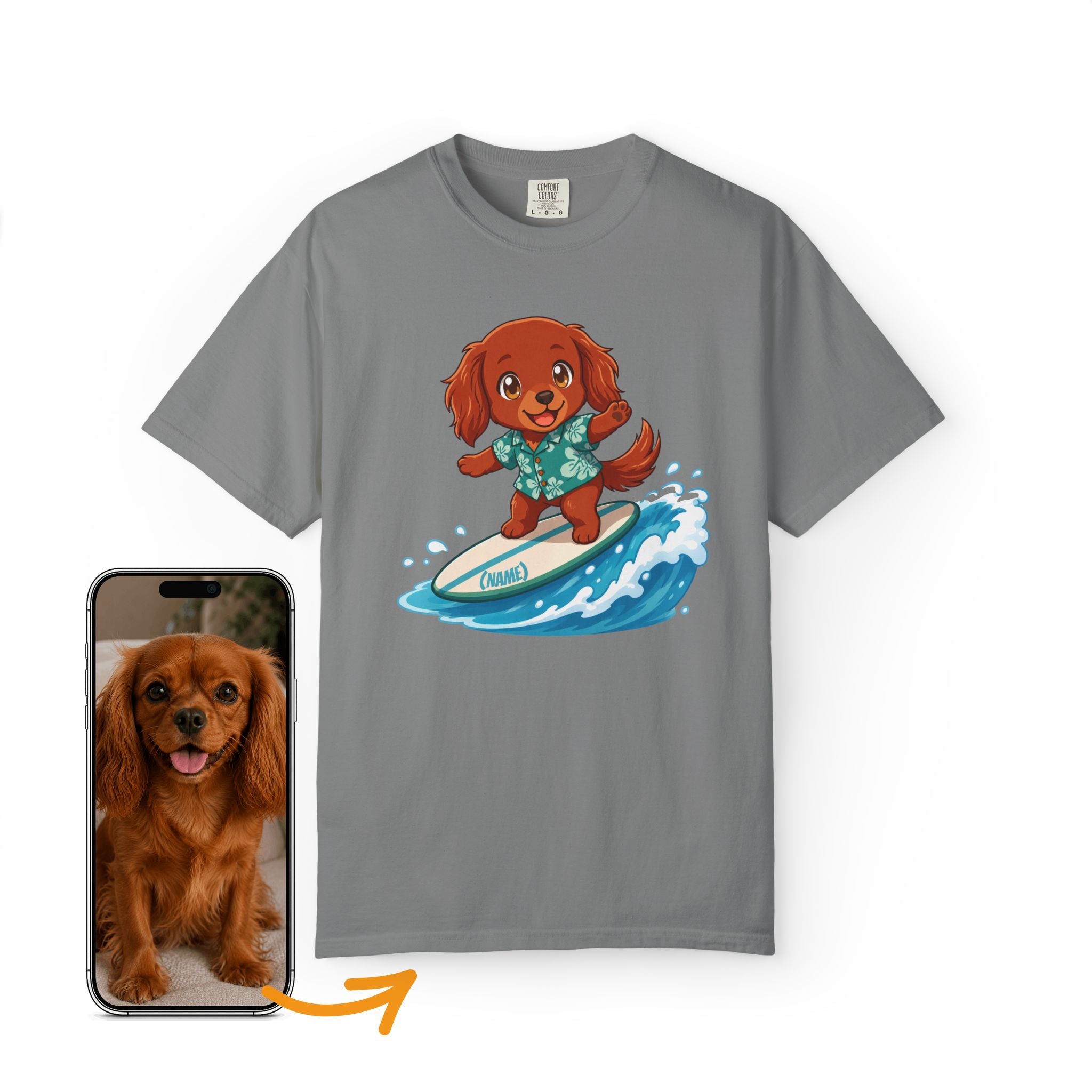 Custom Dog Shirt Surfing