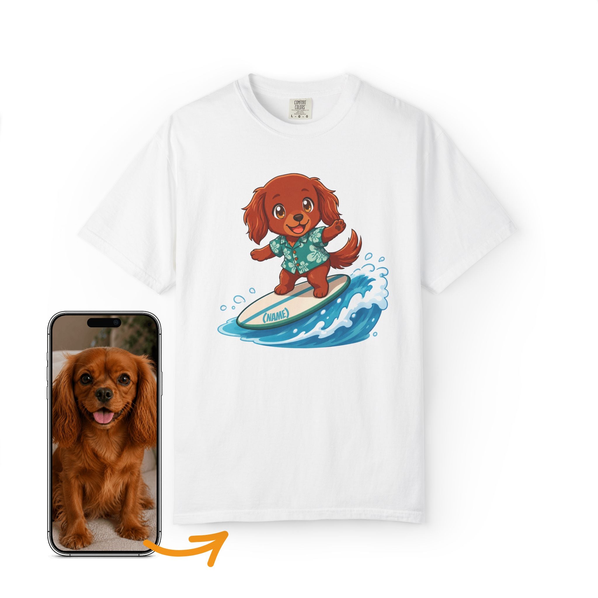 Custom Dog Shirt Surfing