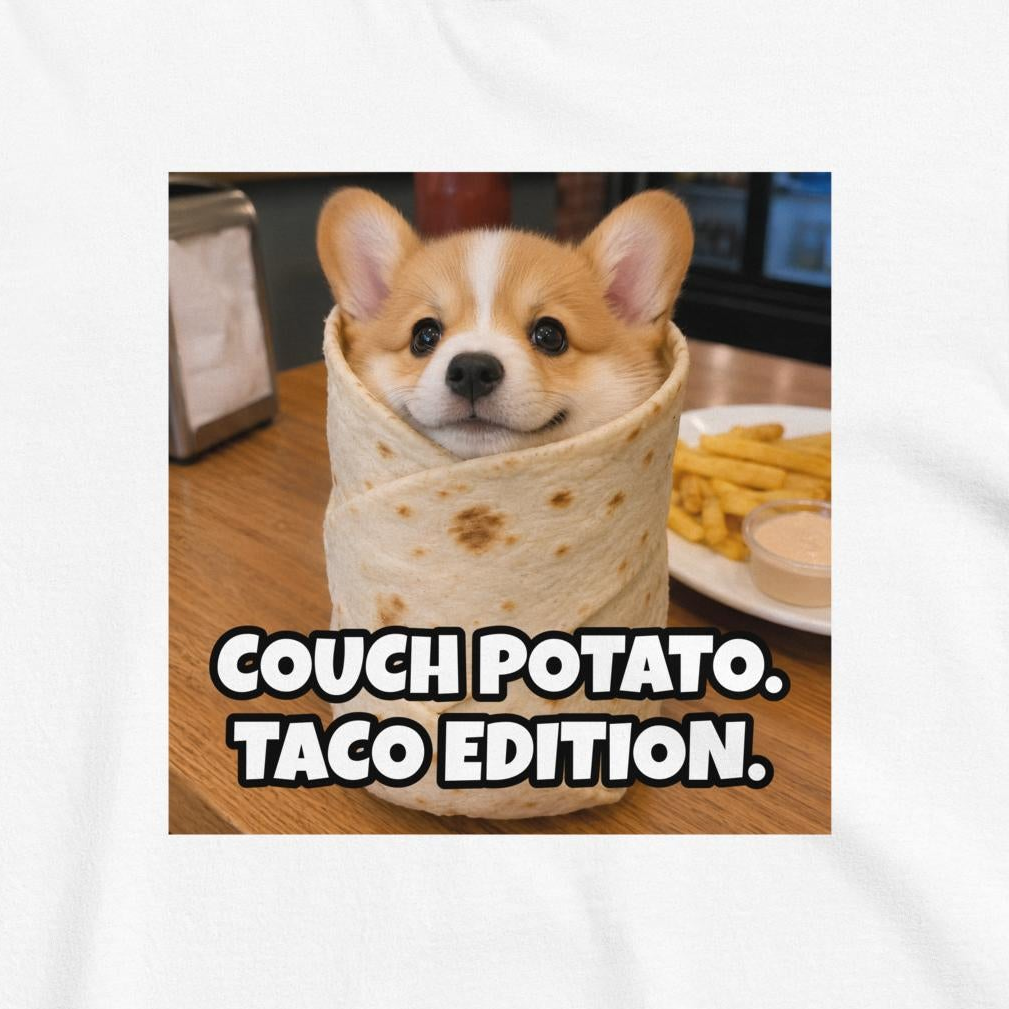 Custom Dog Shirt Couch Potato Taco Edition